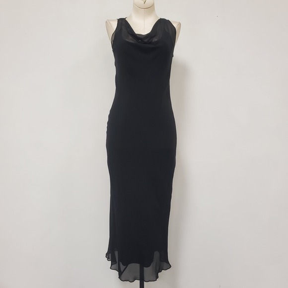 Banana Republic Dresses & Skirts - Banana Republic Black Silk Midi Dress 0 Cowl Neck 90s Minimalist Bias Cut Slip